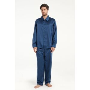 Tezenis Langer Pyjama aus Satin Mann Blau Größe M