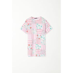 Tezenis Nachthemd aus Baumwolle mit kurzen Ärmeln und Patchwork-Print Mädchen Rosa Größe 4-5