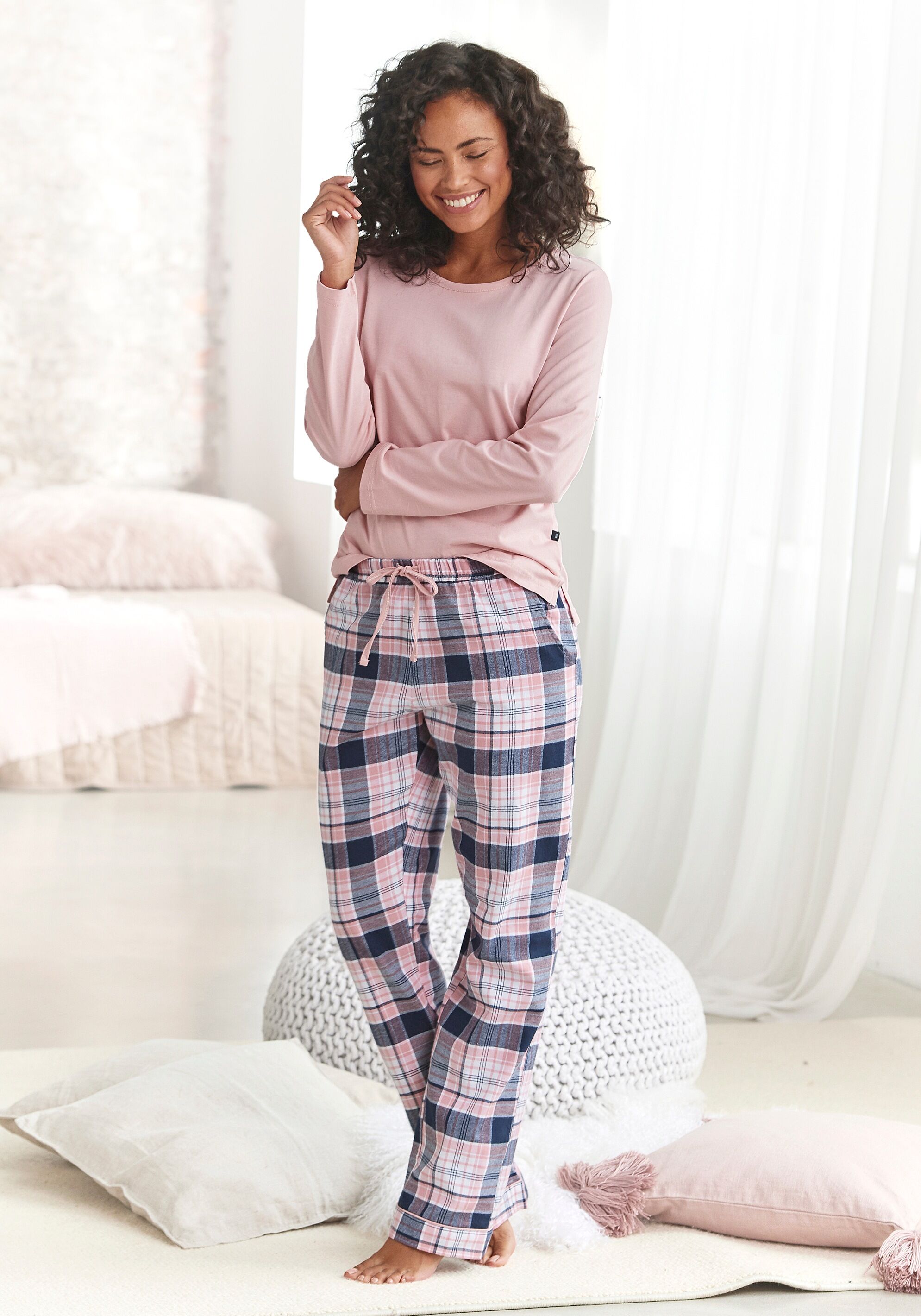 H.I.S Pyjama, mit karierter Schlafhose bunt  32 34 36 38 40 42 44 46