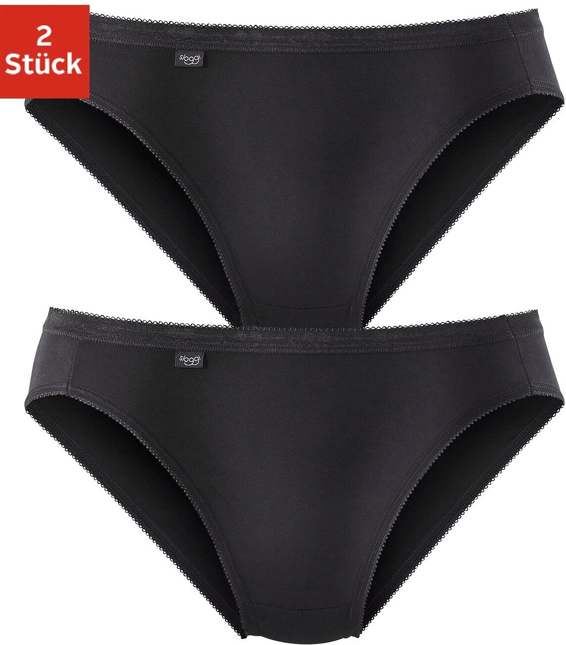 Sloggi Jazz-Pants Slips, (2 St.), mit elastischer Mäusezähnchenkante schwarz Größe 38 40 42 44 46