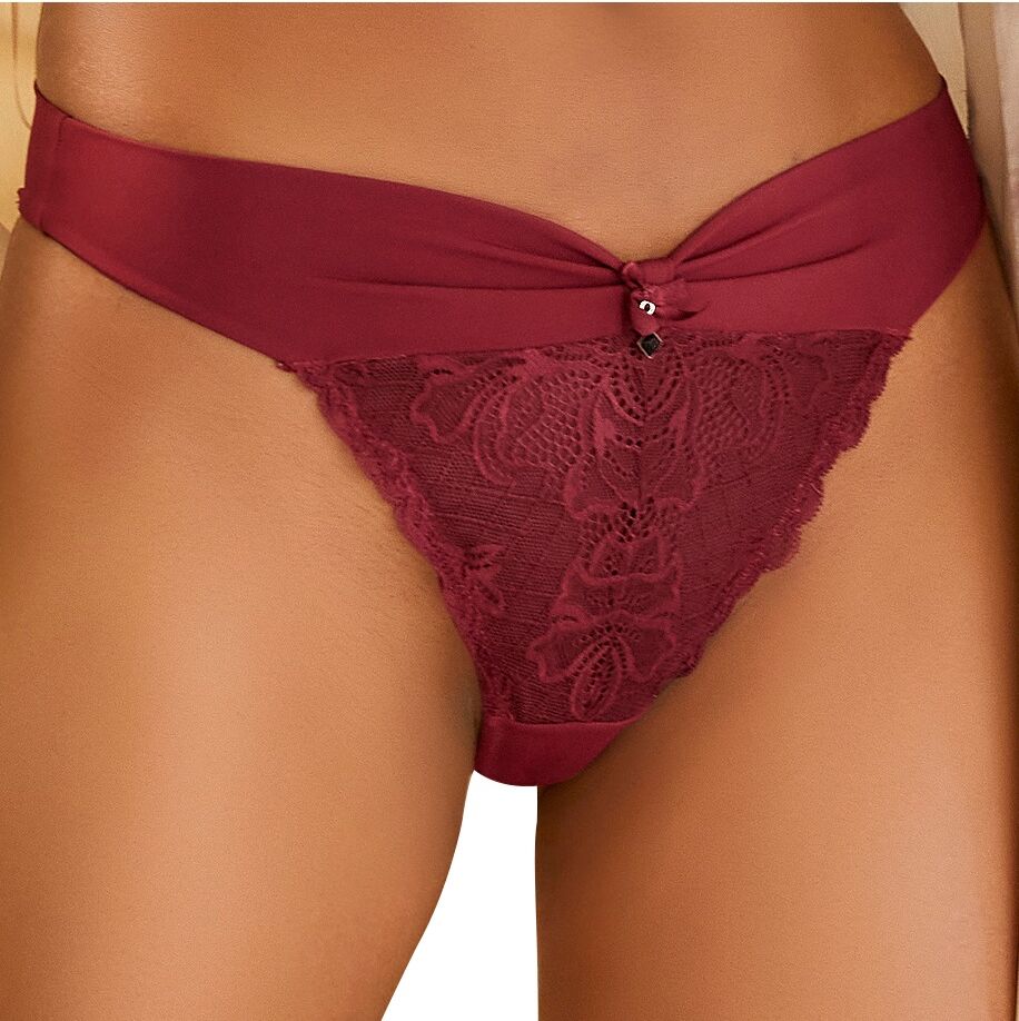 LASCANA Tanga, mit hübscher Raffung und Glitzeraccessoire rot Größe 32/34 36/38 40/42 44/46