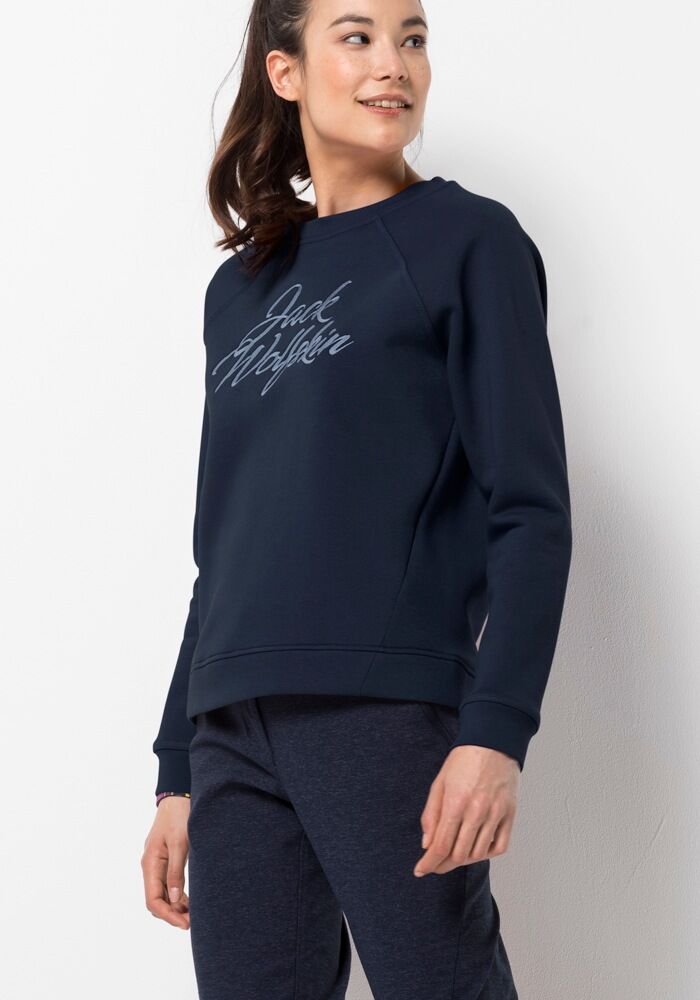 Jack Wolfskin Langarmshirt »WINTER LOGO SWEATSHIRT W« blau Größe L (42/44) M (38/40) S (36) XL (46) XS (34) XXL (48)