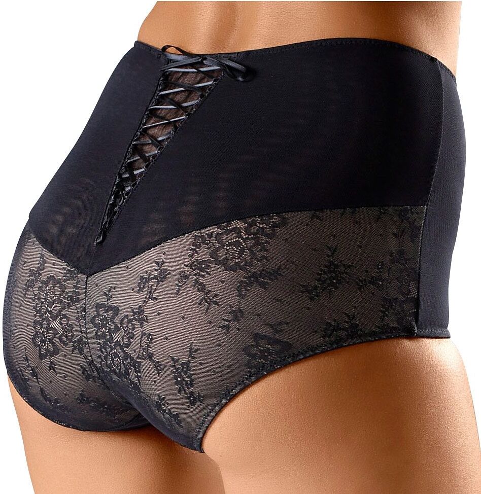 petite fleur goldfarben Panty-Ouvert, mit extravaganter Schnürung hinten schwarz Größe 32/34 36/38 40/42 44/46 48/50 52/54 56/58