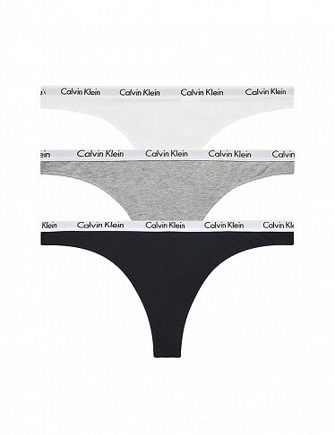 Calvin Klein Strings, 3er-Pack, schwarz + weiss + grau