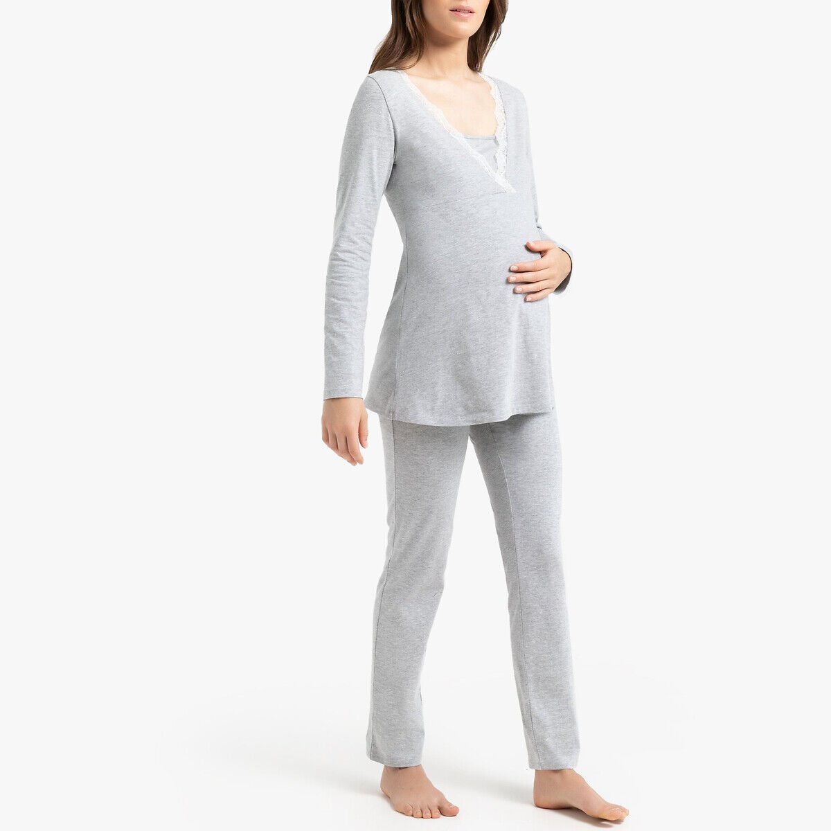 LA REDOUTE COLLECTIONS Pyjama für Schwangerschaft und Stillzeit GRAU