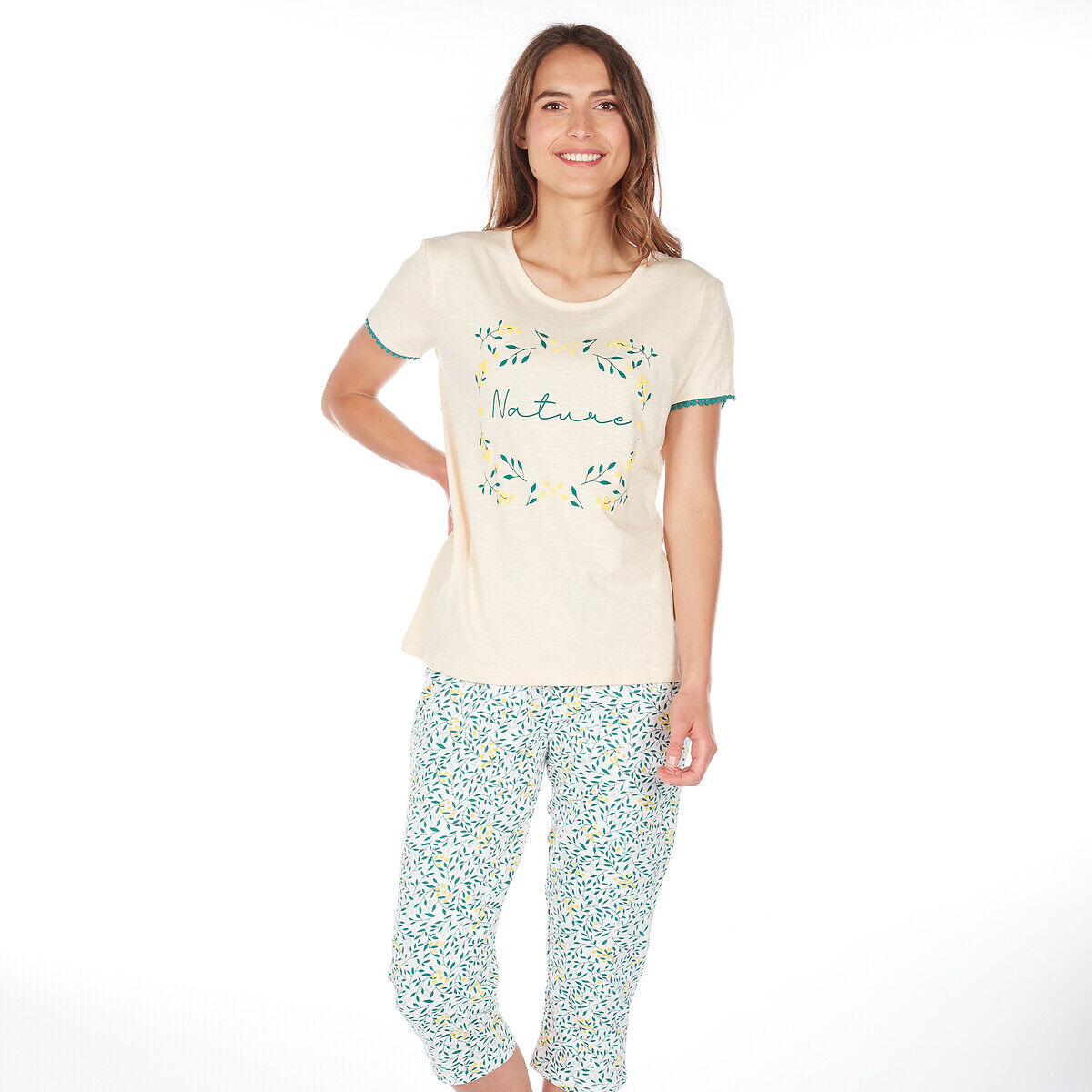 DODO Pyjama Mimosa mit Caprihose ROSA