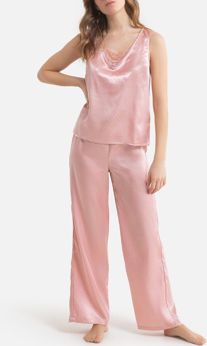 LA REDOUTE COLLECTIONS Ärmelloser Pyjama, Plumetis-Satin ROSA