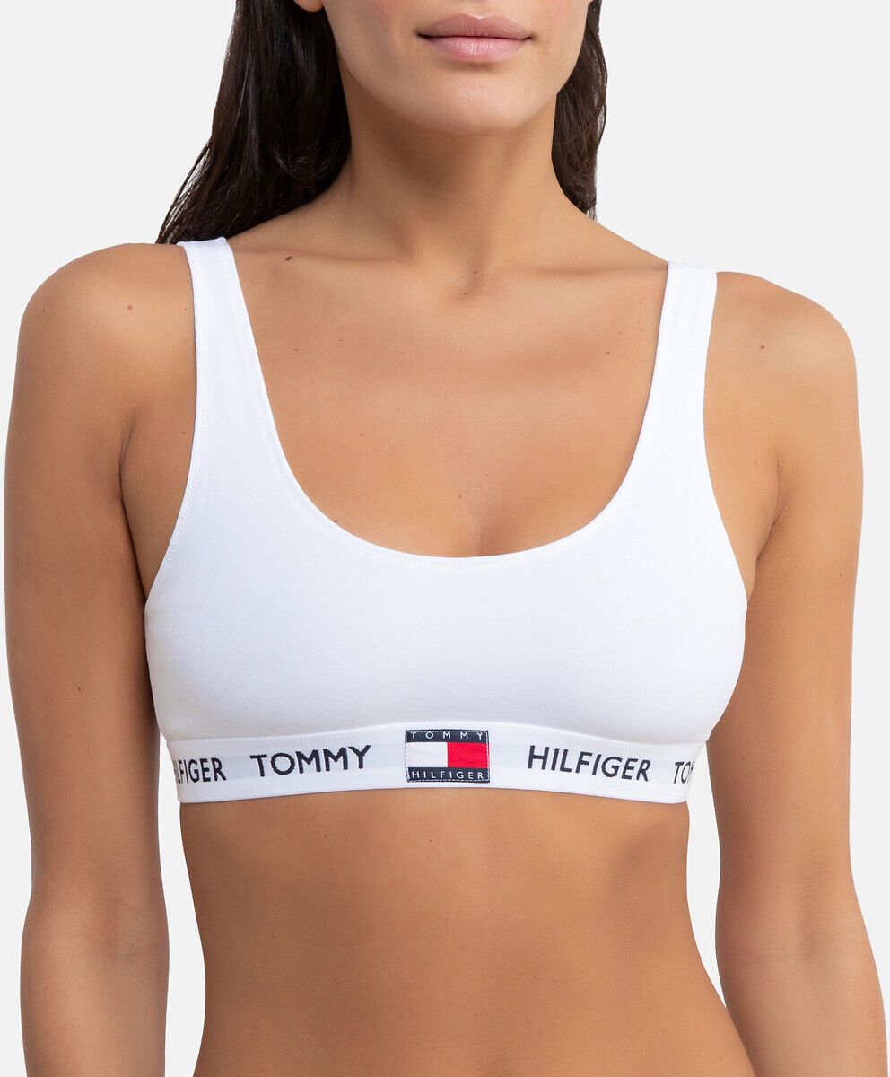 Tommy Hilfiger Bustier-BH mit Logo-Schriftzug WEISS;ROT;BLAU