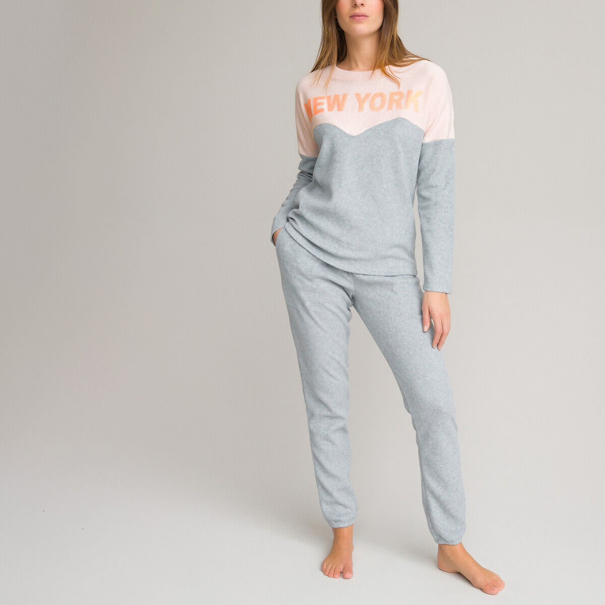 LA REDOUTE COLLECTIONS Pyjama aus Mikro-Fleece GRAU