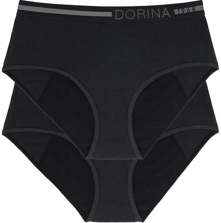 DORINA 2er-Pack Perioden-Slips Eco Moon aus Bio-Baumwolle, Midi-Form SCHWARZ