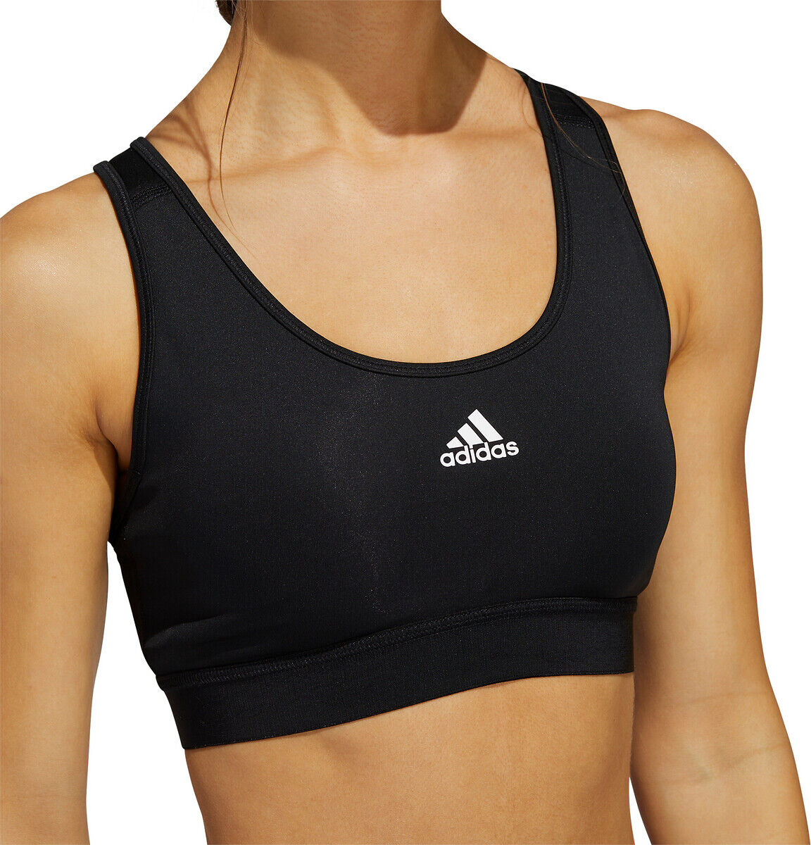 Adidas Sport-Bustier, mittlerer Halt SCHWARZ