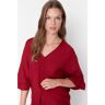 Trendyol Pajama Set - Blau - Unifarben tmavě červená 36 female