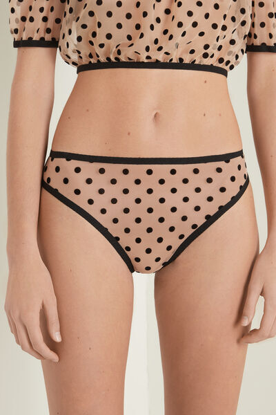 Tezenis Vysoké Brazilky Polka Dots Žena Cerná Größe M