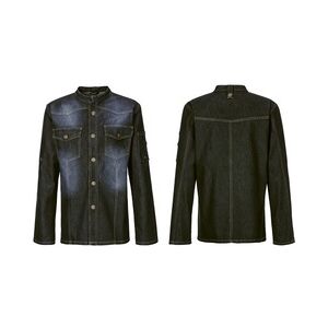 Exner 227 - Kochjacke Westernstyle, langarm, Druckknöpfe : royal blue 78% Baumwolle 22% Elasthan XL