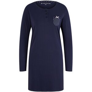 TOM TAILOR Damen Pyjama Kleid mit Brusttasche, blau, Punktemuster, Gr. 38