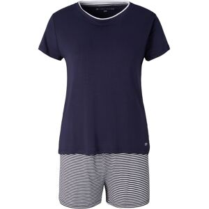 TOM TAILOR Damen Maritimes Pyjama-Set mit Shorts, blau, Streifenmuster, Gr. 36