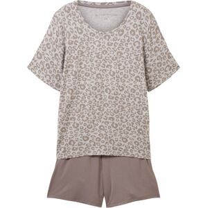 TOM TAILOR Damen Pyjama Shorty mit Leo-Print, grau, Animalprint, Gr. L/40