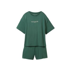 TOM TAILOR Damen Pyjama mit Logo-Print, grün, Uni, Gr. XXL/44