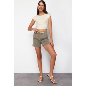 Trendyol Collection Khakifarbene Shorts Und Bermuda Aus 100 % Tencel™-plissee-jeans für Damen - 40