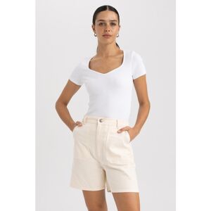 DeFacto Shorts Aus Gabardine Mit Hohem Bund Und Doppeltem Bein, 100 % Baumwolle, A8124ax23hs für Damen - 40