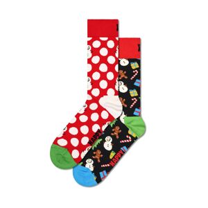 Happy Socks 2er Pack Socken in Geschenkbox mit Schnemmann-Motiv - Rot - Size: 46