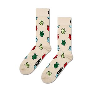 Happy Socks Socken mit Peace-Finger-Zeichen - Offwhite - Size: 46