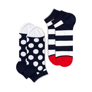 Happy Socks 2er Pack Sneaker Socken mit Streifen und Punkten - Marine - Size: 46