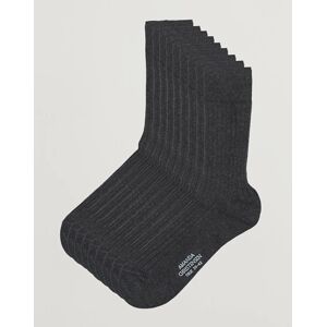 Amanda Christensen 9-Pack True Cotton Ribbed Socks Antracite Melange