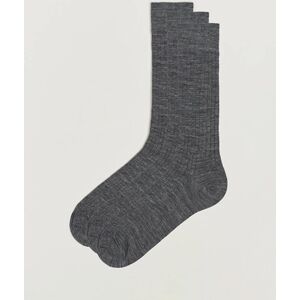 Bresciani 3-pack Wool/Nylon Ribbed Short Socks Medium Grey