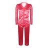 Pura Langer Damenpyjama mit Spitze Pyjama Damen Rot Größe M