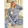 Pijamaevi Indigo Hello Winter Gemustertes Plüsch-pyjama-set für Damen - S