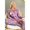 Pijamaevi Lila Hello Winter Gemustertes Plüsch-pyjama-set für Damen - S