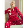 Pijamaevi Rotes „hello Winter“ Gemustertes Plüsch-pyjama-set für Damen - XL