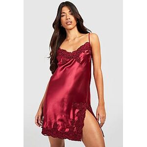 Tall Contrast Lace Satin Chemise    Female