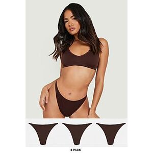 Second Skin 3 Pack Dip Front Seamfree Thong  chocolate M Female