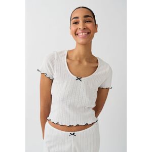 Gina Tricot - Pointelle pyjamas tee - pyjamasser- White - XS - Female  Female White