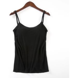 Dame polstret blød BH Tank Top Spaghetti Camisole med indbygget Black XL