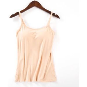 Dame polstret blød BH Tank Top Spaghetti Camisole med indbygget Apricot XL