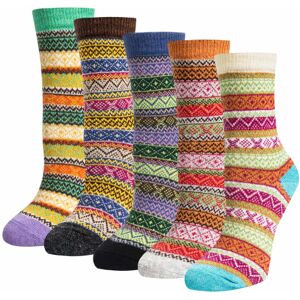 INF 5 par strikkede sokker i flotte farver og mønstre MultiColor L S MultiColor L