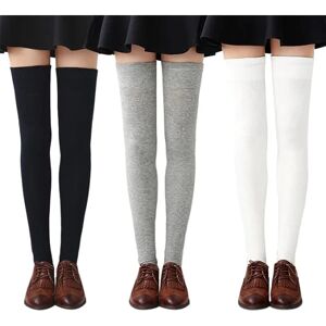 3 par knæhøje sokker til kvinder Simple Style, sort+grå+hvid, M