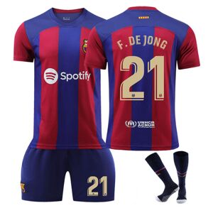 23-24 Barcelona hjemmebanetrøje Frenkie De Jong nr. 21 (med sokker) Frenkie De Jong No. 21 with socks L