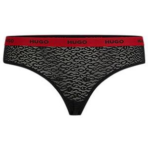 HUGO Stretch-lace briefs with logo waistband