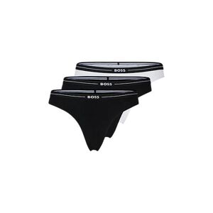 Boss Three-pack of stretch-cotton thongs with logo waistbands