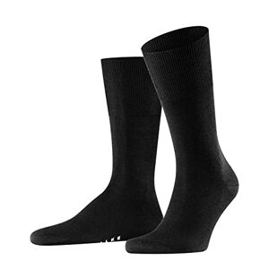 FALKE Airport New Wool Cotton Men's Socks Black White Many Other Colours Reinforced Men's Socks without Pattern Breathable Thick Plain, 1 Pair, Black (Black 3000), 49-50