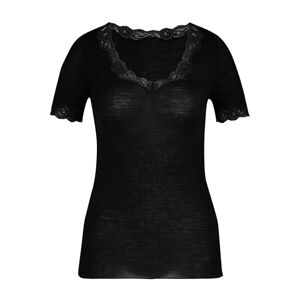 CALIDA Richesse Lace T-Shirt Damen, aus Schurwolle und Seide mit Spitze am Ausschnitt, Feinripp im Rundstrick ohne störenden Seitennähte, temperaturausgleichend