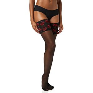 GLAMORY Damen Deluxe 20 Halterlose Strümpfe, 20 DEN, Schwarz-rot/Schwarz, 2XL