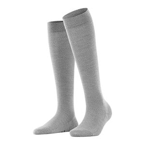FALKE Women's Knee High Socks Soft Merino Wool Cotton Blend, 1 Pair, Various Colours, Size 2-8, Warm, Climate-Regulating Virgin Wool on the Outside, Skin-Friendly Cotton Inside (Softmerino W Kh) Grey (Light Grey Melange 3830) Blickdicht, size: 37-38