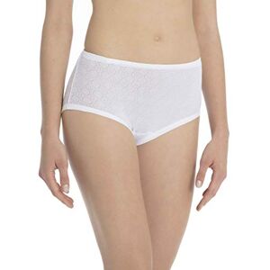 CALIDA Damen Slip Ajour, weiß, Unterhose Taillenslip aus 100% Baumwolle, mit weichen Beinausschnitten und Gummibund mit auswechselbarem Band, Größe: 44/46