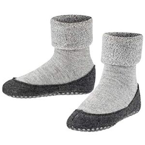 FALKE Unisex Children's Cosyshoe House Socks, Wool, Black, Grey, Many Other Colours, Reinforced Slipper Socks without Pattern, Breathable, Plain, Nub, Print, Non-Slip on the Sole, 1 Pair, Grey (light grey 3400)