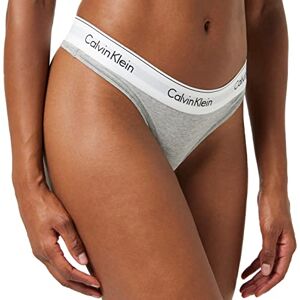 Calvin Women's MODERN COTTON THONG String, Gray (Grey Heather 020), S